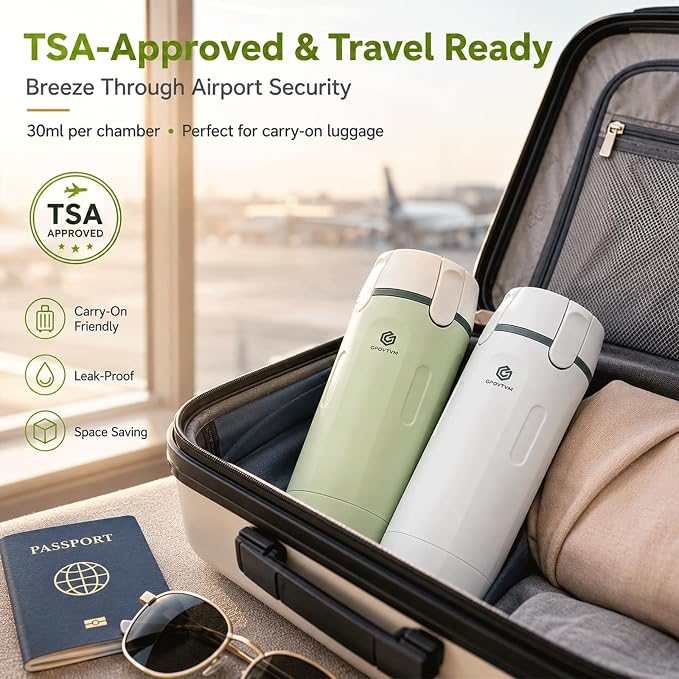 4 in 1 Travel Dispenser Bottle Four One Items Toiletry Containers Shampoo for Toiletries 4in -1 Soap 4-in-1 Leak Proof Rotatable Setpump Creams Sized TSA Refillable Lotion Cosmetic to Fill (White) - Image 7