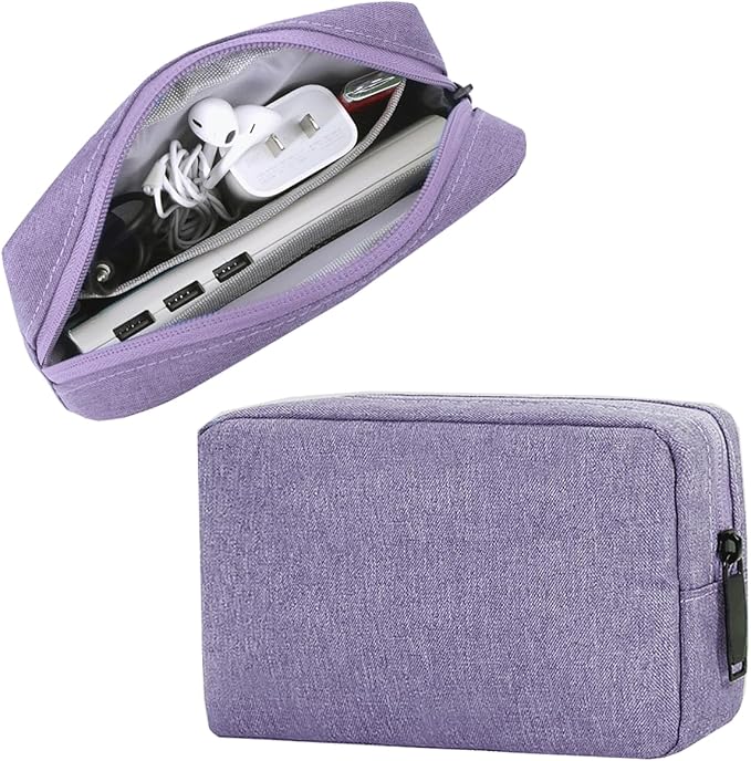 CAAORDKSO Small Cable Organizer Bag, Charger Organizer Case Pouch Travel Bag, Waterproof Electronics Accessories Case for USB, Cable, Cord, Charger, Phone, Power Bank, Earphone (Small-Purple) by Unknown