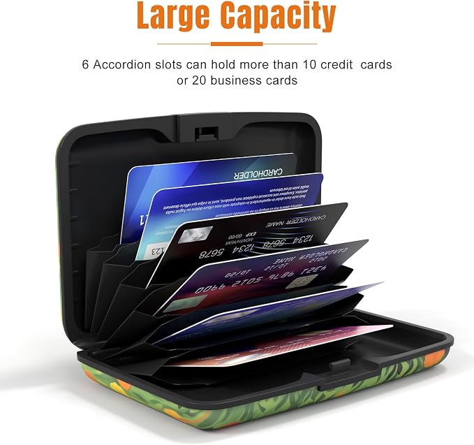 Rimilak Aluminuml Credit Card Holder,Green Grass Cat | Mini Credit Card Wallet RFID Blocking Slim Metal Hard Case for Women Men - Image 4