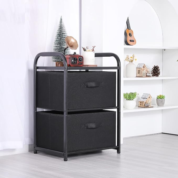 MAX Houser Dresser for Bedroom with 2 Drawers, Wide Chest of Drawers, Fabric Dresser, Storage Organizer Unit with Fabric Bins for Closet, Living Room, Hallway, Nursery,Black | Wide Chest of Drawers, Fabric Dresser, Storage Organizer Unit with Fabric Bi... - Image 5
