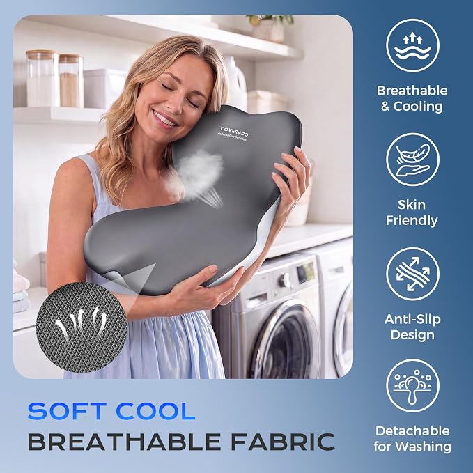 Coverado [Upgraded] Car Seat Cushion and Lumbar Support Pillow One Piece, Memory Foam Ergonomic Back Support Driving Seat Cushion for Back Pain, Non-Slip Washable Cushion for Car, Driver, Office - Image 7