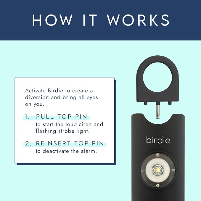 She’s Birdie–The Original Personal Safety Alarm for Women by Women–Loud Siren, Strobe Light and Key Chain in a Variety of Colors (Charcoal) - Image 2