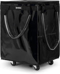 (Large,Black) Reusable Grocery Bag on Wheels, Foldable Rolling Tote, Carries Up to 76 lbs Shopping Trolley, Zipper Clouser Shopping Carts for Trips, Laundry, 5 Heavy Duty Wheels and 3 Handles by EROBSKJ