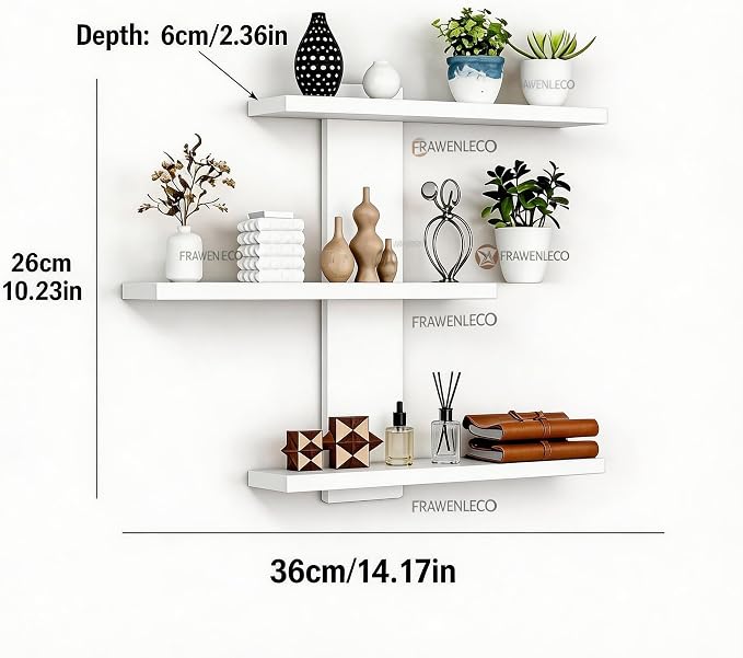 No Drilling 3 Tier Wall Shelf Unit, Versatile Lack Wall Shelf, Wall Hanging Storage Shelves for Kitchen Living Room Bedroom Dorm, Decorative Vertical Shelving Unit, White - Image 2