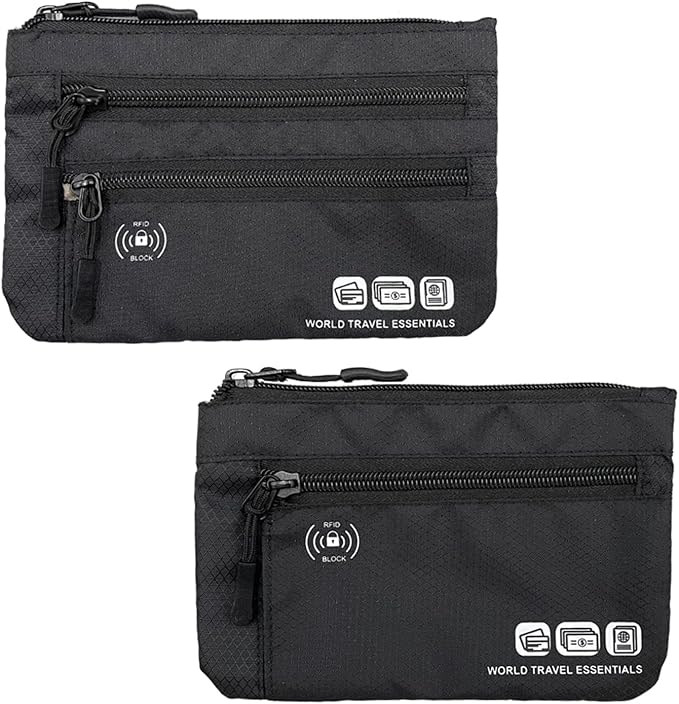 Passport Holder Bag Travel Wallet RFID Blocking Pouches, Two-Piece Set | Currency and Passport Organizer, Travel Essentials Pouch for Men Women, Ultra-slim, Lightweight by COARA