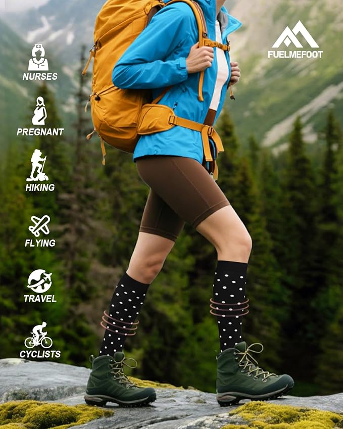 6 Pairs Compression Socks for Women & Men 15-20mmHg Knee High Socks | Graduated Compression Socks Supports Circulation, Ideal for Nurses Pregnancy, Travel, Flying, Running & Daily Wear - Image 7
