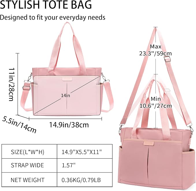 Corduroy Tote Bag for Women Crossbody Bags Lightweight Handbags Shoulder Bag with Zipper Pockets for Work Shopping - Image 4