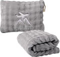 Travel Blanket and Pillow-2-in-1, Ultra-Soft&Compact, One-Piece Airplane Blanket with Hand Luggage Belt and Backpack Clip,Travelers Accessories Gifts, 61x43 Inches (Gray) by Unknown