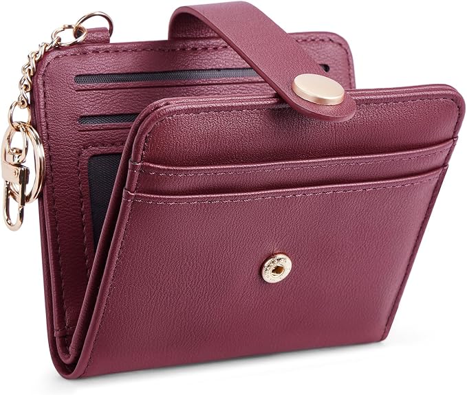 POIUGOYA Slim Wallet for Women,RFID Blocking Bifold Credit Card Holder with Zipper Coin Pocket,ID Window,Keychain by WELCOMEPOIUGOYA