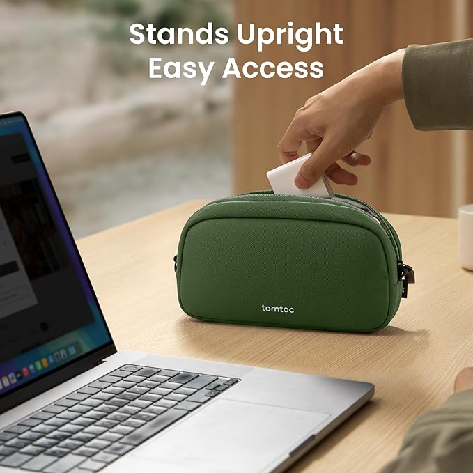 tomtoc Electronics Organizer Travel Case, Water Resistant Travel Bag Cable Organizer for Essentials, Tech Pouch Accessories Carry Storage for Cord, Phone, Cables, Airpods, USB Flash Drive, Daily Items | Water Resistant Tech Pouch Accessories Travel Bag... - Image 3