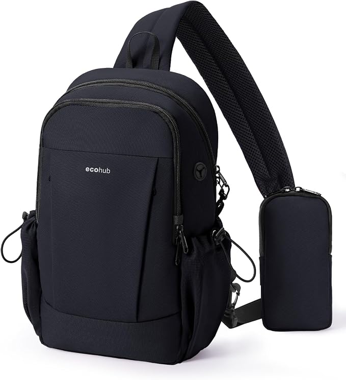 ECOHUB Anti-Theft Crossbody Bag Men Women RFID Blocking Lightweight Sling Backpack Water Resistant for Travel Hiking Outdoor by ECOHUB