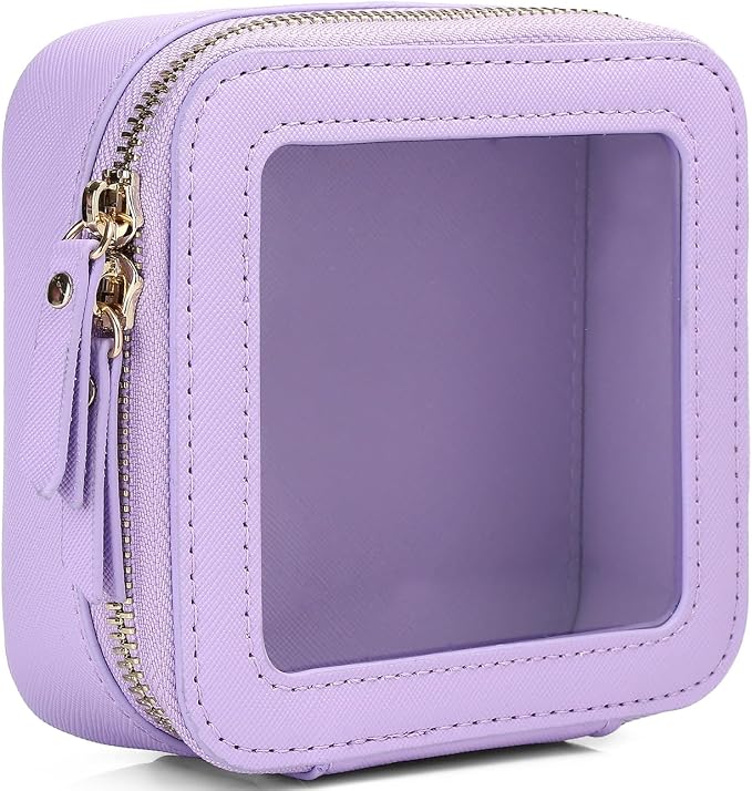 Pinkmik Mini Clear Makeup Bag, Purple, MINI | Small Size, Zipper Closure, Cosmetic & Toiletry Case, Purse Organizer, Car Essentials by Pinkmik