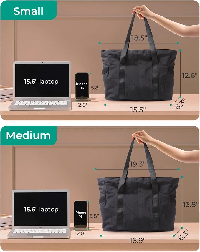 BAGSMART Tote Bag for Women, Tote Bag with Zipper Work Tote with Compartments Nurse Shoulder Hanbag for Travel, Gym - Image 3