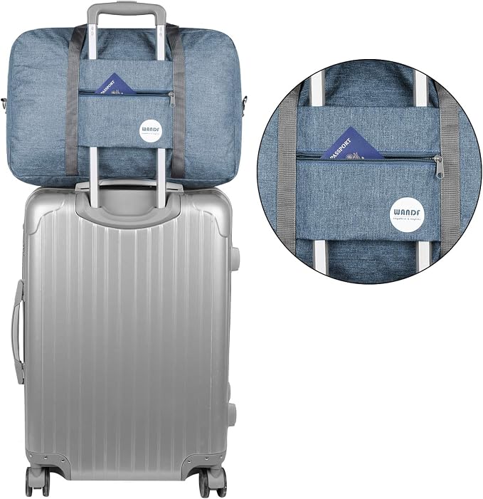 WANDF Personal Item Travel Bag, Carry On Duffle Bag Women | 18x14x8 inches, Airline Underseat Aprroved, Weekend Overnight Trips, Lightweight Packable - Image 4