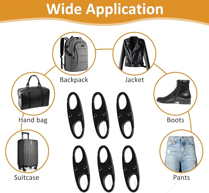 Phinus Lock Combo, Total 21PCS Clips Anti-Theft, S Shaped Zipper Locks, Locks Anti-Theft for Luggage, Clothing, Backpacks, Boots, Purses, Travel Outdoor Sports - Black - Image 4