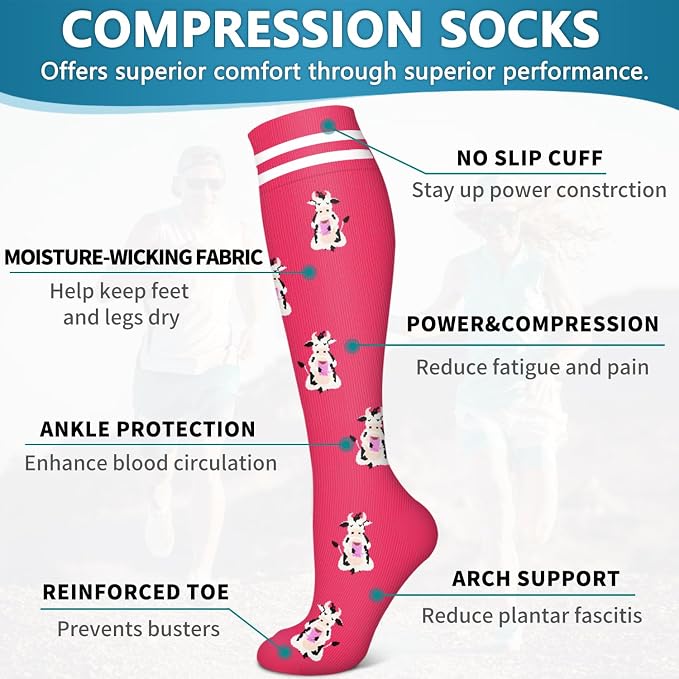 4 Pairs Compression Socks for Women and Men-Circulation Best Support Socks for Running,Athletic,Cycling - Image 5