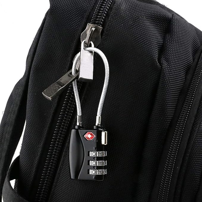 2 Pack TSA Luggage Lock and 2 Pack Aluminium Metal Luggage Tags, Mini Combination Password and Suitcase Card Holder Bag Tag Name Address ID Bag Label with Key Ring - Image 7