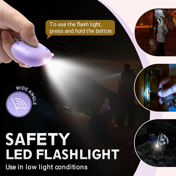 Safe Sound Personal Alarm, 130 dB Loud Siren Song Emergency Security Alarm Keychain with LED Light, Personal Sound Safety Siren for Women, Men, Children, Elderly(Purple) - Image 3