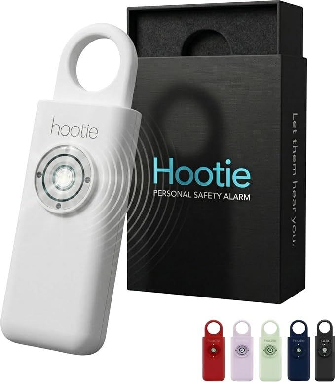 Personal Safety Alarm for Women, Men and Kids — 130dB Personal Alarm Keychain, Pull Pin Safety Alarm Keychain with Strobe Light, Self-Defense Alarm for Campus, Travel and Running — White | Pull Pin Activation, Strobe Light, No Charging, CR2032 Battery,... by Hootie