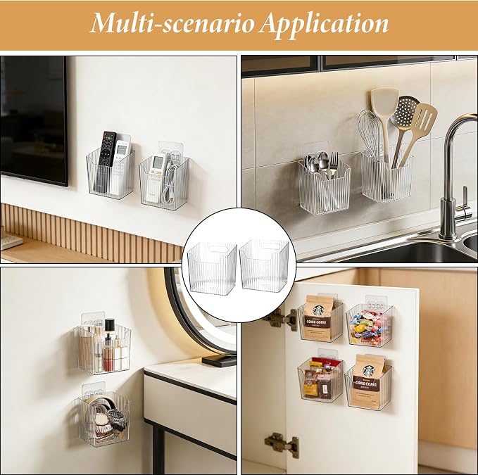 8 Pcs Plastic Cabinet Door Organizer Adhesive Clear - Image 6