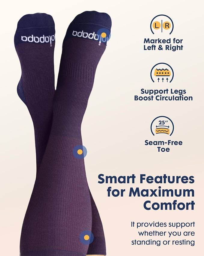 Comfortable Cotton Compression Socks | 20-30mmHg Ankle Arch Support Socks, Breathable Extra Cushion for Flying Travel Nurse, Graduated Support for Women Men - Image 6