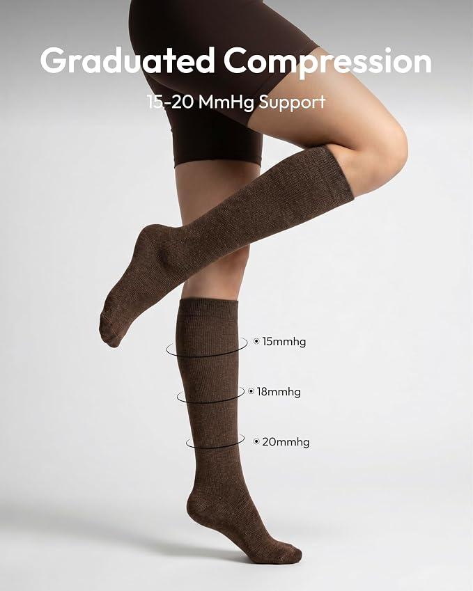 Jeasona Cotton Compression Socks for Flying Women Men 15–20 mmHg 3 Pairs Circulation Support Socks for Pregnancy Nurse - Image 5