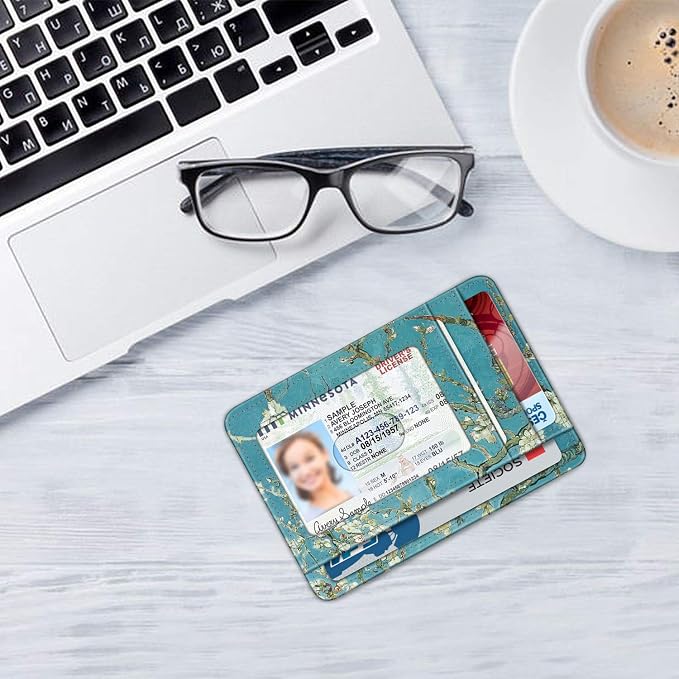 FINTIE Slim Front Pocket Wallet, RFID Blocking Credit Card Holder | Minimalist Card Cases with ID Window for Men Women, Blossom - Image 7