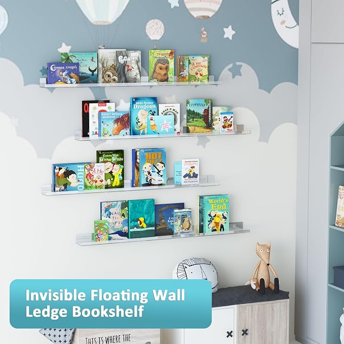 6 Pack Acrylic Shelves for Wall, 15 Inch Clear Adhesive Floating Shelf | Dual-Mount No Drill/Screw Waterproof Wall Shelf, Rustproof Storage Rack for Bathroom, Kitchen, Living Room, Bedroom - Image 6