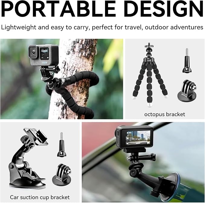 50 in 1 Action Camera Accessory Kit Compatible with Gopro Hero 12 11 10 9, DJI OSMO 4 3 2, Insta360 X3 X2 GO 3, SJCAM, DBPOWER, Campark, Sony Sports DV - Image 4