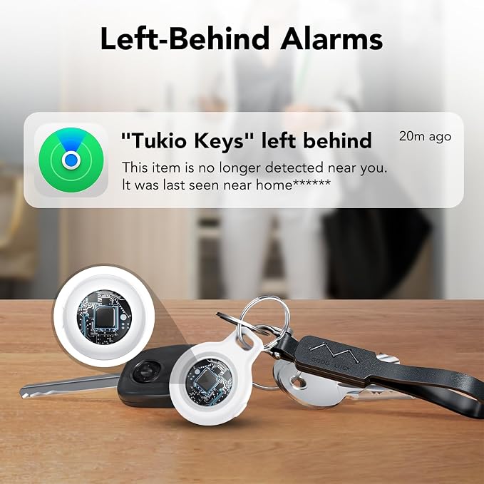 Air Tracker Tags-4 Pack (iOS Only), [Apple MFi Certified] Key Finder | Replaceable Battery Bluetooth Tracker Compatible with Apple Find My, Item Locator Smart Tag for Keys, Bag, Luggage and More - Image 3