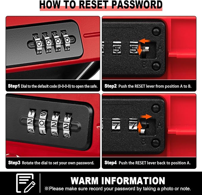 HUANLANG Portable Safe Lock Box with Combination Lock Mini Beach Travel Safe Waterproof Small Lockable Box with Removable Wire Rope Combination Safe Box for Dorm,Travel,Beach,Hotel,Car,Home,Office - Image 8