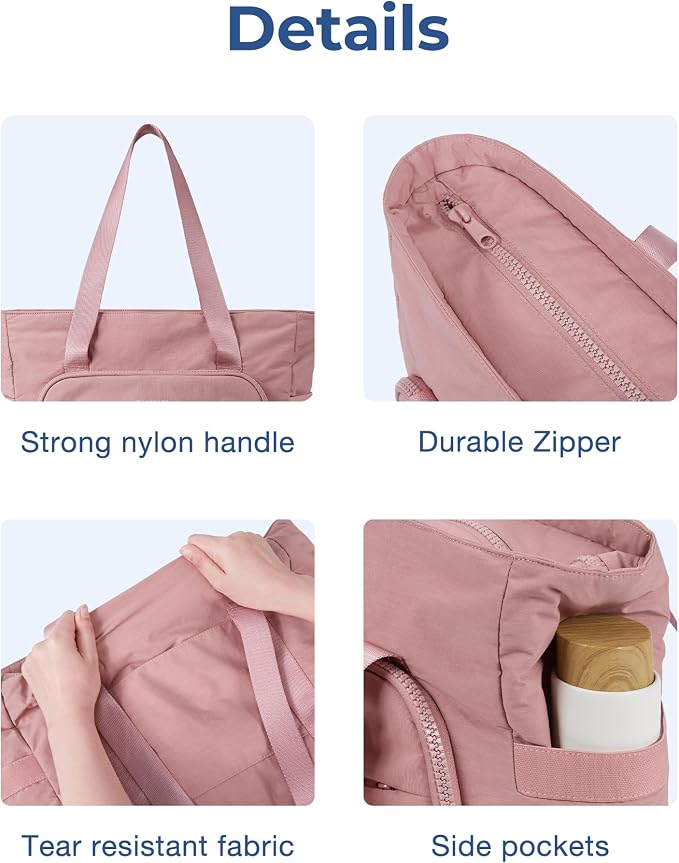 BAGSMART Tote Bag for Women, Lightweight Tote Bag with Yoga Mat Strap, Quilted Shoulder Bag Handbag for Daily, Work, Gym - Image 5