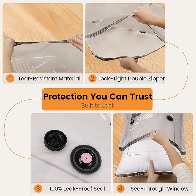 Vacuum Storage Bags Rechargeable Wireless Pump - 20 Pack Travel Storage Bags，Travel & Home Organizer Set, Multi-Size Space-Saving Bags, Perfect for Closet Luggage Bedding Clothing Storage - Image 6