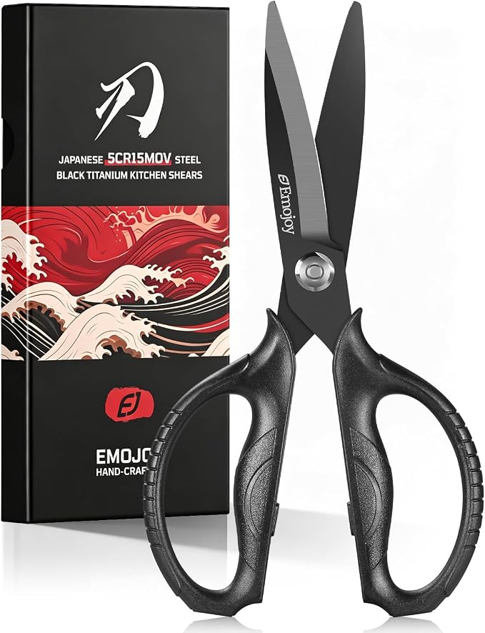 Titanium Kitchen Scissors, Japanese 5Cr15MoV Steel, Detachable | Food-grade stainless steel, Take-apart blades, Magnetic Storage Sleeve, Dishwasher Safe by EMOJOY
