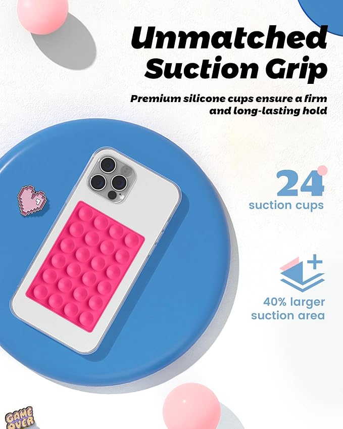 amBand Magnetic Suction Phone Mount for MagSafe Case, Silicone Sticky Grip Secure Holder for iPhone, Hands-Free Taking Photo/Recording Video/Live Streaming for Instagram Influencer/Creator, Hot Pink - Image 4