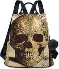 ALAZA Skull Floral Tatto Halloween Backpack Purse for Women Anti Theft Fashion Back Pack Shoulder Bag by ALAZA