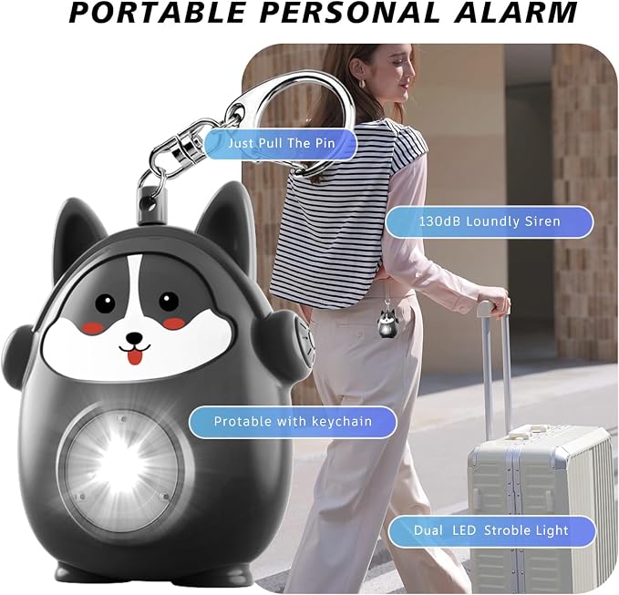 Personal Safety Alarm for Women - 130dB Self Defense Keychains Siren with LED Strobe Light, Personal Emergency Security Safe Devices Key Chain Alarms for Children (Black) - Image 3
