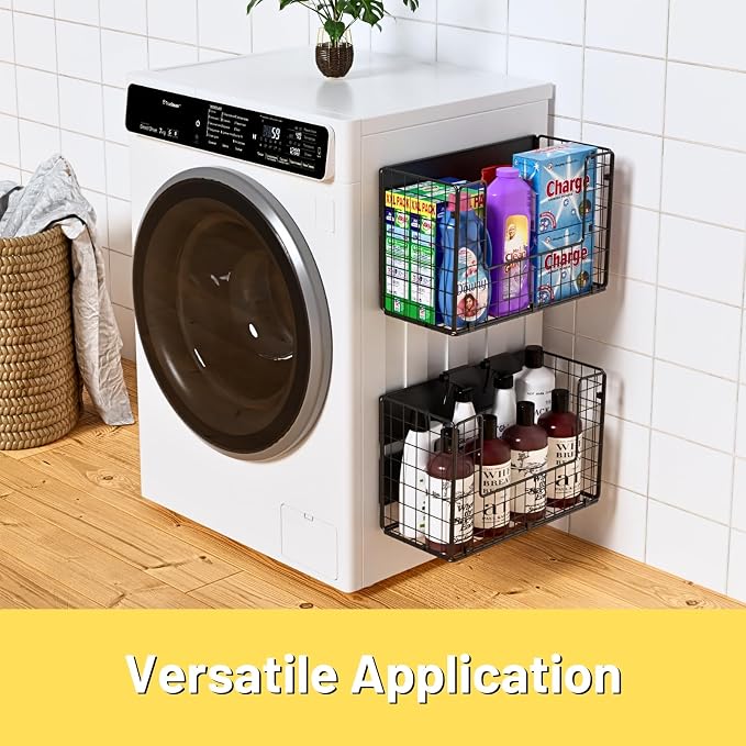 Magnetic Shelf for Fridge, Large Basket for Aluminum Foil | 50 lbs strong magnet, no-drill, large capacity, ventilated for produce, fits cabinet, wrap boxes, snacks, coffee pods. - Image 8