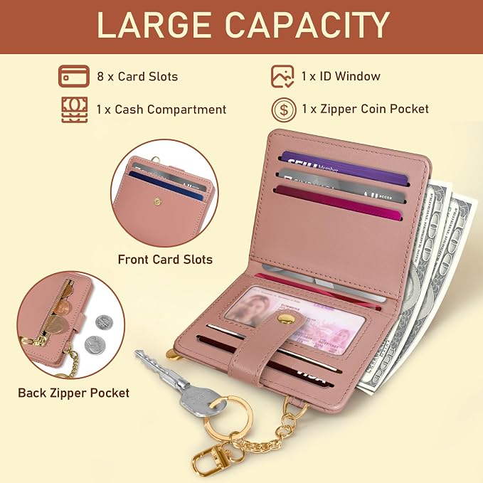 Jogjam Rfid Women Wallet, Small Slim Thin Compact Credit Card Holder | PU Leather Bifold Cash Zipper Coin Pocket ID Window, for Female Ladies Teen Girls Girly Gifts - Image 4