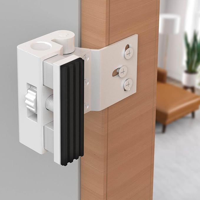 Door Reinforcement Lock 800lbs Security Lock, Heavy Duty Aluminum Alloy Deadbolt for Inward Swinging Doors, Anti-Kick Home Safety with 8 Screws for Apartment, Bedroom, Hotel（White） by Unknown
