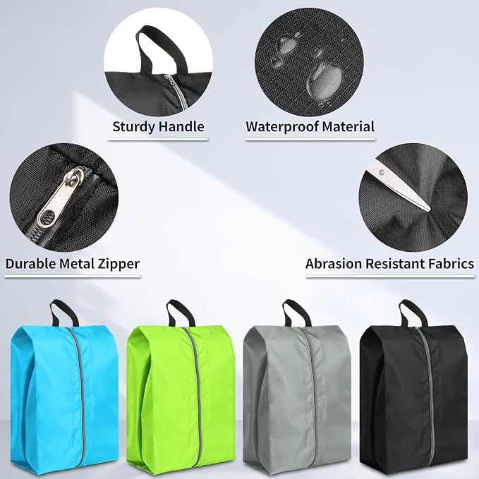 Shoe Bags for Travel, Set of 4 Pack Shoe Travel Bags for Packing Large | Large Waterproof Portable Travel Shoe Bag with Zipper Travel Essentials Women for and Men - Image 3