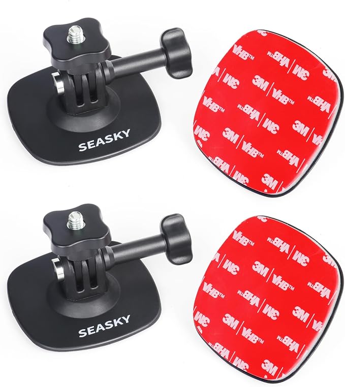 SEASKY 2Pack A1 Flexible Adhesive Helmet Mount use Genuine 3M Adhesive | For GoPro Hero13/12/11/10/9 Max DJI Action 6/5/4/3 Insta360 X5 X4 X3 Ace Pro 2 Sports Camera Accessories Flat Curved Surfaces by SEASKY