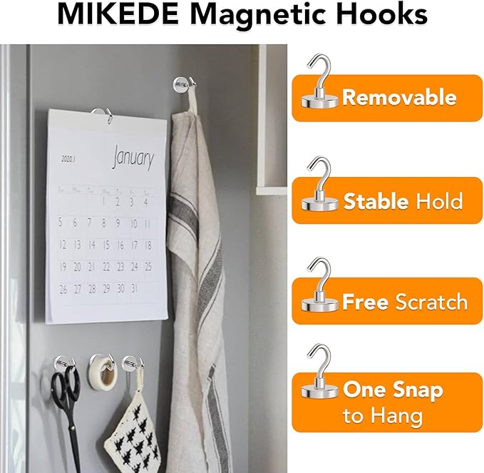 Magnetic Hooks Heavy Duty 120LB+ Strong Magnet with Hook | Super Neodymium Cruise Hooks Locker Organizer Industrial Hook for Hanging Magnetic Hanger for Cruise Grill 8 Pack - Image 3