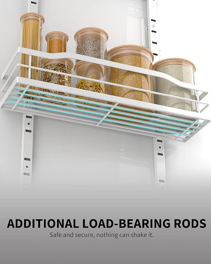 Moforoco White 9-Tier Over The Door Pantry Organizer, Pantry Organization And Storage, Metal Hanging Spice Rack Shelves Door, Home & Kitchen Essentials, Laundry Room Bathroom Organization (Pack of 2) - Image 4