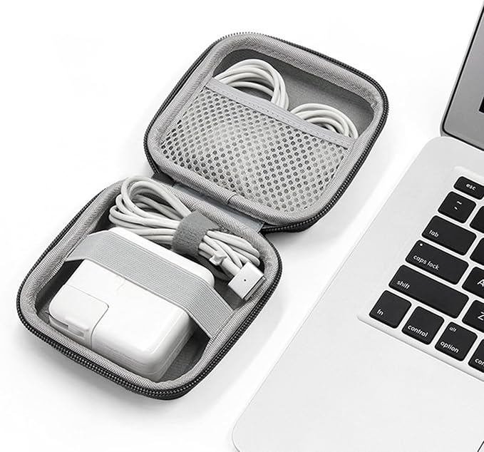 Portable Charger Case, Tech Pouch Travel Organizer, M, Black | Hard Shell Electronic Storage for MacBook Power Adapter, Charging Cords, USB Drives, Power Bank Laptop Accessories - Image 6