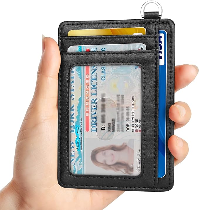 Slim Minimalist Front Pocket Wallet, RFID Blocking Credit Card Holder Wallet with Detachable D-Shackle for Men Women - Image 2