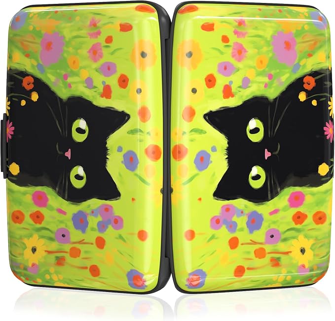 Rimilak Aluminuml Credit Card Holder,Cute Cat | Mini Credit Card Wallet RFID Blocking Slim Metal Hard Case for Women Men - Image 5