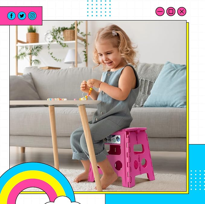 Delxo Folding Step Stool 13 Inch,300 Lbs Step Stool for Adults Pink | Foldable Step Stool 13",Non-Slip Foot Stools with Handle,Lightweight Collapsible stools for Kitchen,Bathroom,Bedroom,Garden - Image 4
