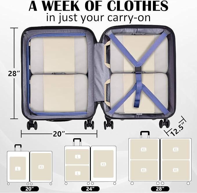 Compression Packing Cubes for Travel Packing Organizers, Mesh Beige, XL | Expandable Travel Cubes for Packing Suitcase Organizer Bags Compression Bags for Travel Accessories - Image 6