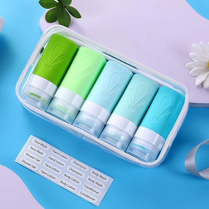 INSFIT Travel Bottles for Toiletries, TSA Approved 2oz Travel Size Toiletries, BPA Free Leak Proof Squeezable Silicone Tubes Travel Essentials for Shampoo Conditioner Lotion Soap - Image 7
